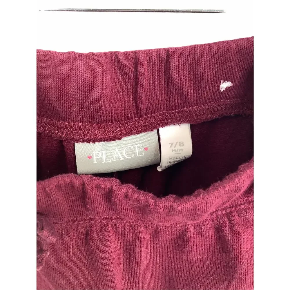 The Children's Place Girls Burgundy Jogger Sweat Pants Kid's Size Medium 7/8
